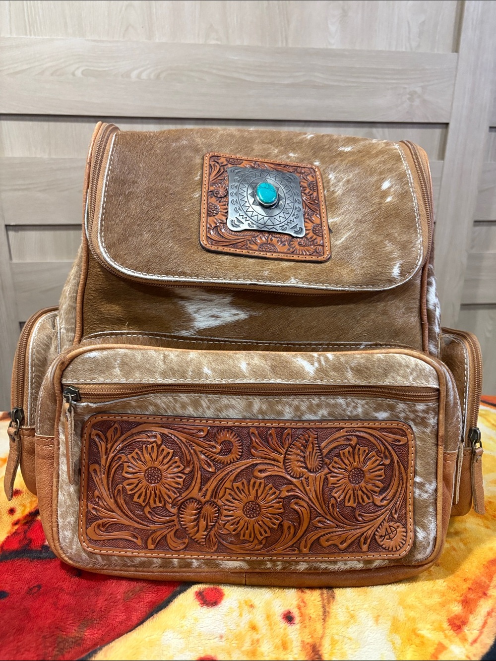 American Darling Leather Cowhide Backpack/Diaper Bag